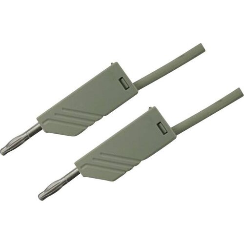 SKS Hirschmann 4mm PVC-test lead\, on both sides stackable plugs\, 2\,5mm&amp;sup2;\, 100 cm Merilni kabel 1m siva\, MLN 100/2\,5 934063106, (20423312) Slike
