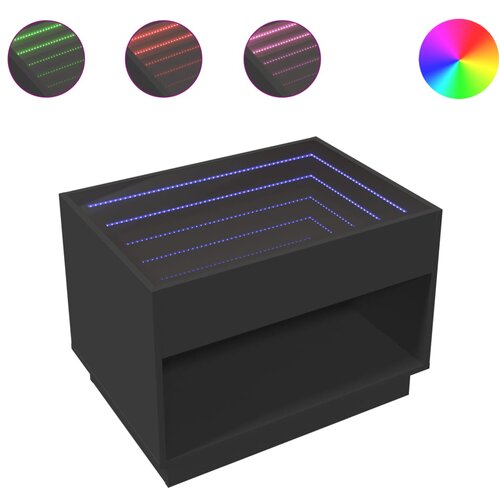 Maison Chic Klubska mizica - kavna mizica - Nizka mizica z neskončnimi LED črna 70x50x50 cm, (21752264) Cene