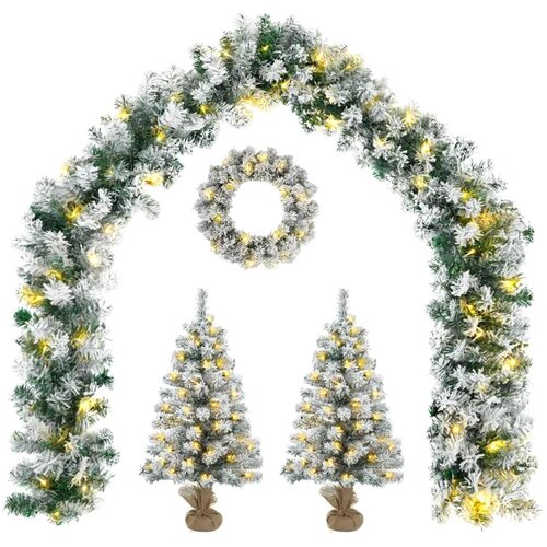  Set mini božićnih drvaca 45 cm 125 LED lampica Topla bijela PVC - Bijela 45 cm s LED svjetlima Slike