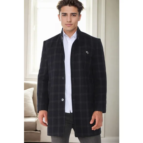 Dewberry PLT9367 MEN'S COAT-PATTERNED NAVY BLUE