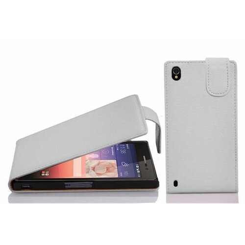 Cadorabo Ohi&scaron;je, združljivo z Huawei ASCEND P7 v snežno bela - Za&scaron;čitni ovitek v obliki flipa iz teksturiranega umetnega usnja, (20551991) Cene