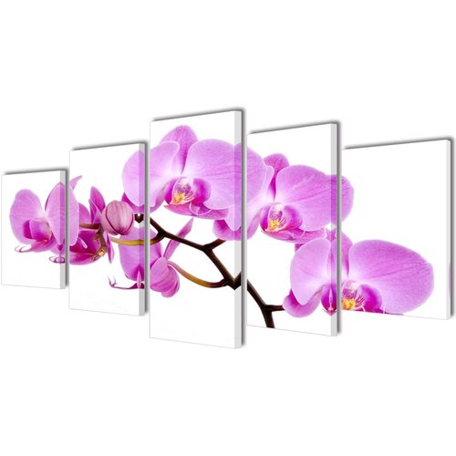  Zidne Slike na Platnu Set s Printom Orhideja 100 x 50 cm Cijene