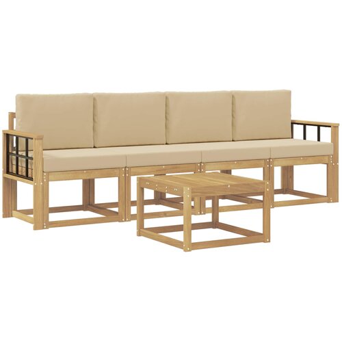 vidaXL Zunanja garnitura za sedenje z blazino 5 pcs Bela in bež, (5000280235) Cene