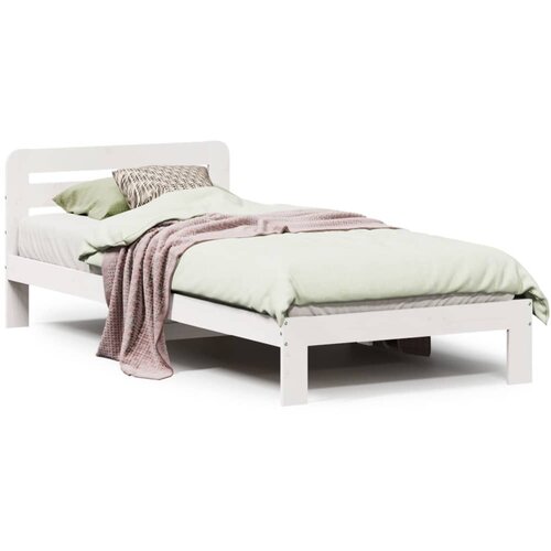 vidaXL Posteljni okvir brez vzmetnice bel 75x190 cm trdna borovina Cene