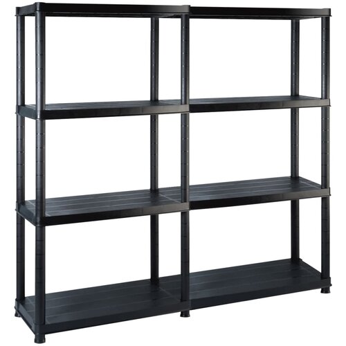 VidaXL Regal s policami 4-nadstropni črn 122x30,5x130 cm plastika Slike