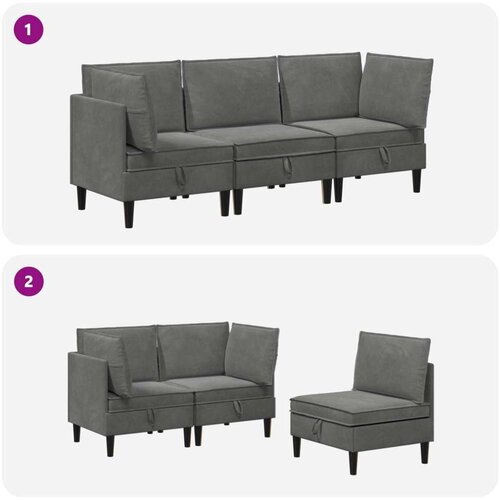  Set namje&amp;scaron;taja za dnevni boravak 3 pcs Tamnosiva Bar&amp;scaron;un - Tamnosiva 2x kutni +1x srednji Slike