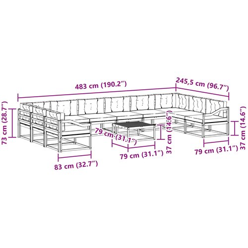  Set vanjskih sofa 11 kom. Bijela i krem Slike