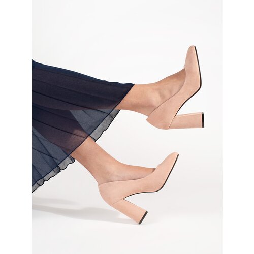 SEASTAR Beige suede pumps with high heels Slike