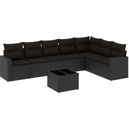  8-dijelni set vrtnih sofa od poliratana s jastucima crni Slike