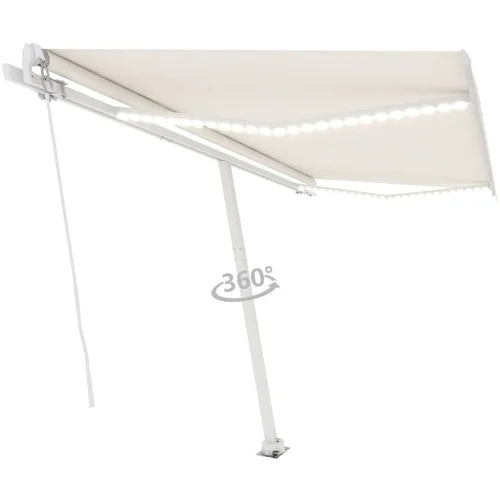 Tenda na ručno uvlačenje s LED svjetlom 450 x 300 cm krem