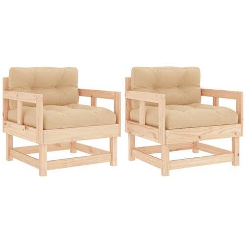 Maison Chic Vrtni stoli - Stol za vrt z blazino 2 kosa trdna borovina JS2553, (21876285) Slike