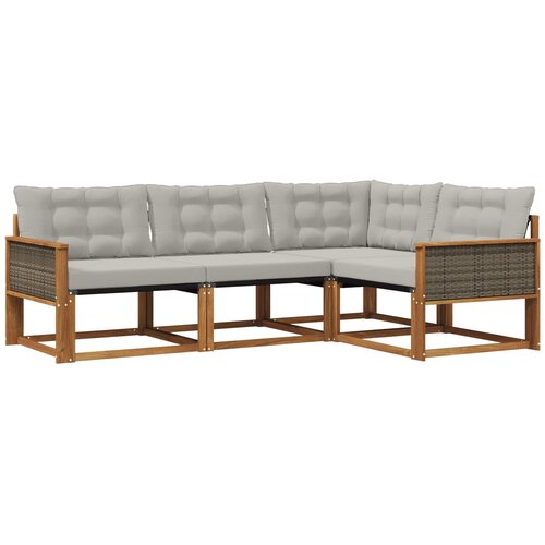 vidaXL Zunanja garnitura za sedenje 4 pcs Naravna in svetlo siva, (5000280696) Cene