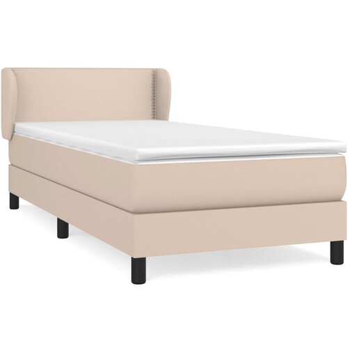 VidaXL Box spring postelja z vzmetnico kapučino 80x200 cm umetno usnje, (20901719) Slike
