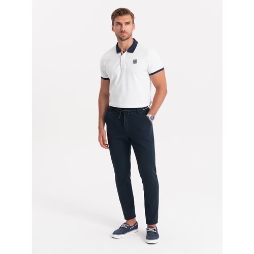 Ombre Men's knitted pants with elastic waistband - navy blue Cijene