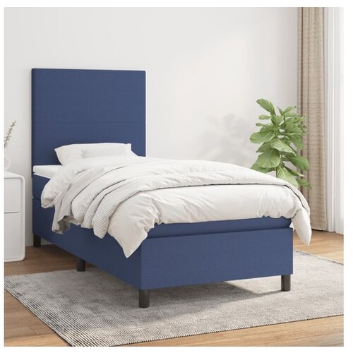 vidaXL Box spring postelja z vzmetnico moder 90x190 cm blago Cene