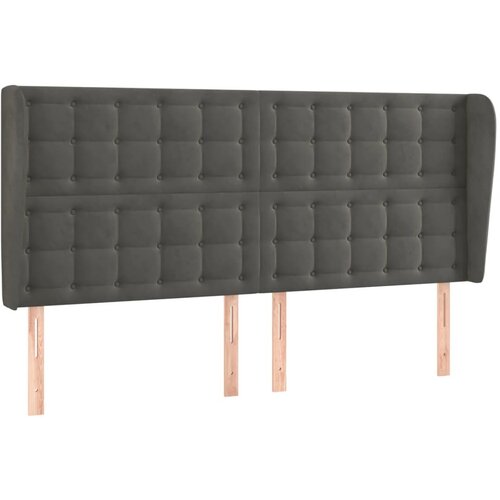VidaXL Vzglavje z u&amp;scaron;esi temno sivo 203x23x118/128 cm žamet, (20794563) Slike