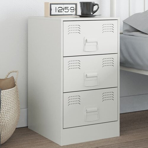 The Living Store Nočna omarica bela 34,5x39x62 cm jeklo - Nočna Omarica, (21432760) Cene