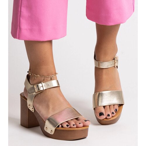 Gemre Golden massive block heel sandals Adilar Cene