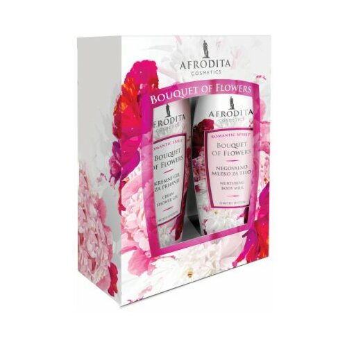 Afrodita Cosmetics poklon paket gel+mleko za telo bouquet of flowers Cene