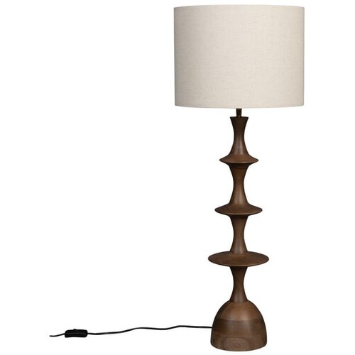 Dutchbone Rjava/kremno bela namizna svetilka s tekstilnim senčilom (višina 90 cm) Cath – Cene
