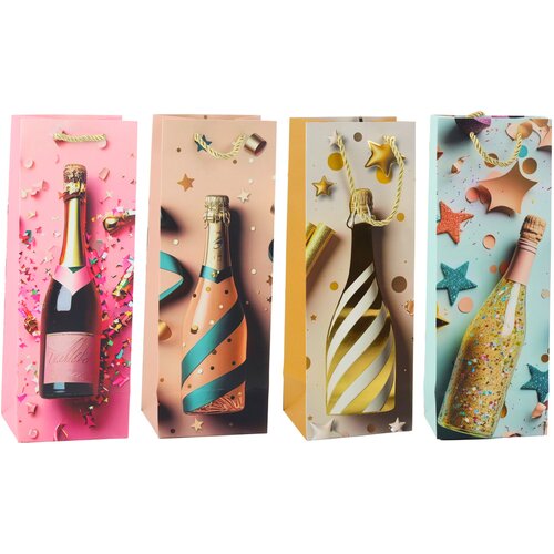  Paper Gift Bag For Champagne Bottle Pastel 35 x 12 x 9 cm Slike