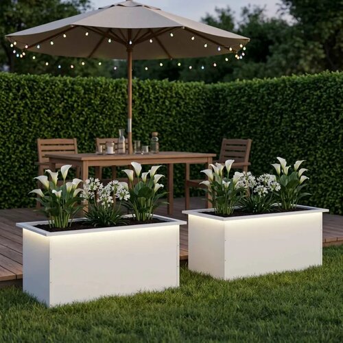  Vrtna posuda za sadnju s LED svjetlom 2 kom. Bijela - Bijela 50 x 80 x 48 cm 2 Slike