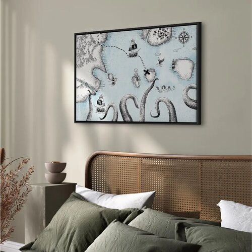  Slika - Treasure Map (1 Part) Wide 120x80 U crnom drvenom okviru Slike