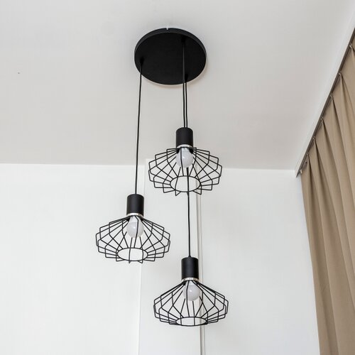 Visilica na sajli SOLANO 3xE27/15W/230V crna/sjajni hrom Slike