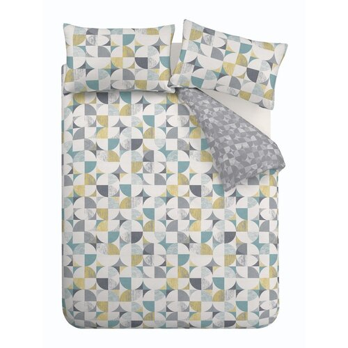 Catherine Lansfield Siva enojna posteljnina 135x200 cm Retro Circles – Cene
