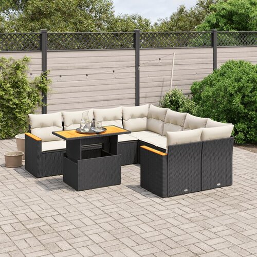 vidaXL 9-dijelni set vrtnih sofa s jastucima crni od poliratana Cijene