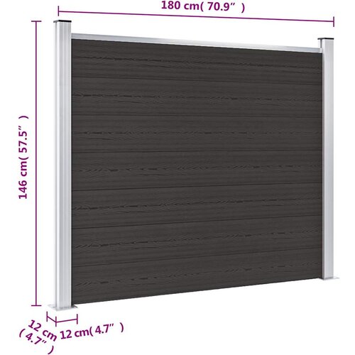  za ogradu WPC 180 x 146 cm crni Slike