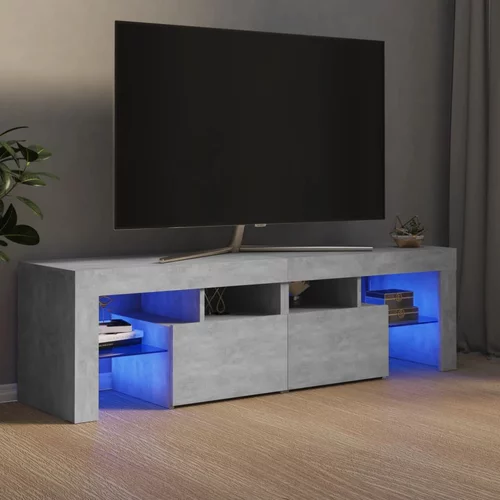 TV ormarić s LED svjetlima siva boje betona 140 x 35 x 40 cm