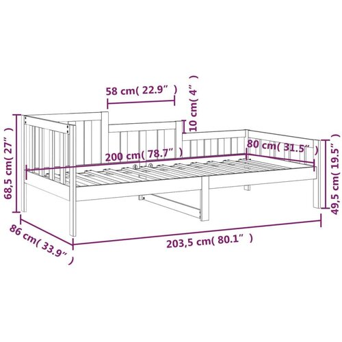  Dnevni krevet bez madraca 80 x 200 cm od masivne borovine - Prirodna 80 x 200 cm Slike