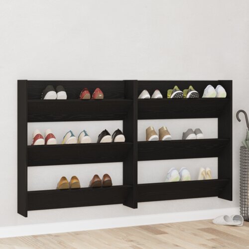 vidaXL Ormarići za cipele na zidu 2 pcs Crni hrast 60 x 18 x 60 cm Cene