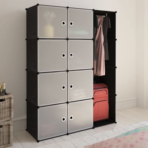 VidaXL Modularna omarica z 9 predelki 37 x 115 x 150 cm črno bela, (20716547) Slike