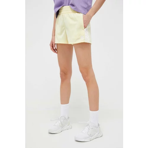 Adidas Kratke hlače za žene, boja: žuta, s aplikacijom, visoki struk