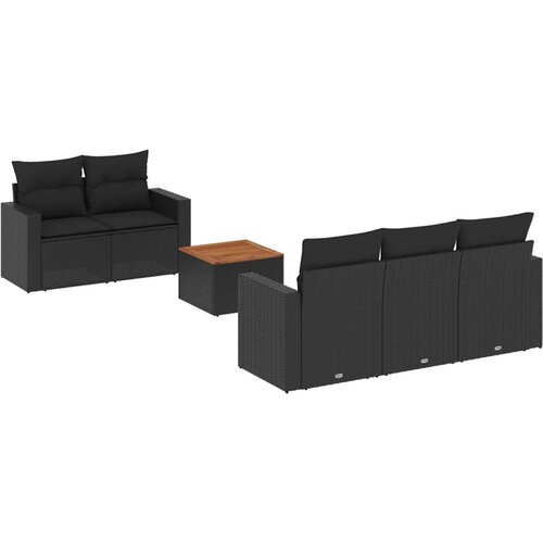  6-dijelni set vrtnih sofa s jastucima crni od poliratana Crna 66 x 62 x 69 cm Slike