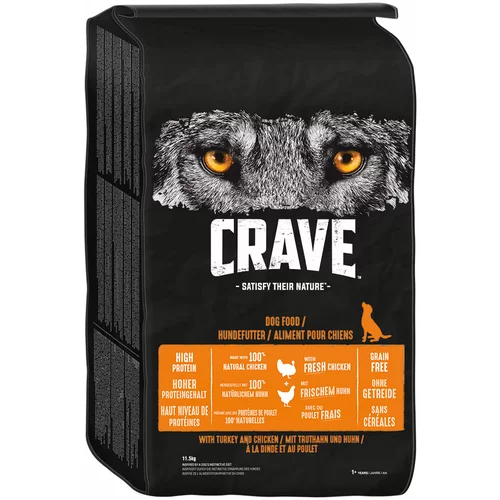 CRAVE Adult suha hrana za pse s puretinom i piletinom - 2 x 11,5 kg