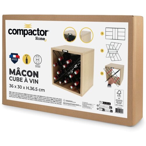 Compactor Držalo za vino v jesenovem dekorju v naravni barvi &amp;scaron;tevilo steklenic 12 36,5x36x29 cm Macon &amp;ndash; Slike