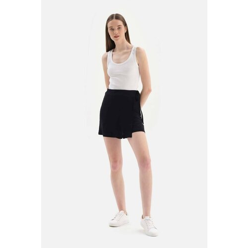 Dagi Black Wrapover Woven Short Skirt Slike