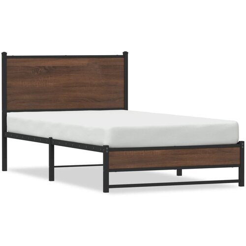 vidaXL Metalni okvir kreveta s uzglavljem smeđa boja hrasta 100x190 cm Cijene