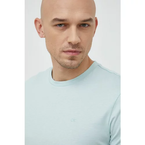 Calvin Klein Pamučna majica boja: tirkizna, jednobojni model