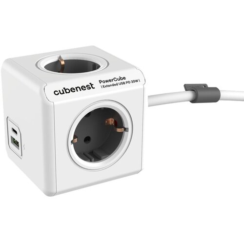 Cubenest Razdjelnik utičnica 13 cm PowerCube Extended USB Schuko &amp;ndash; Slike