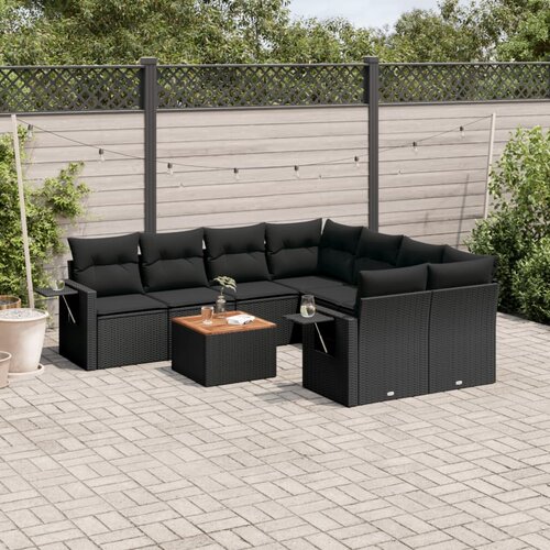  9-dijelni set vrtnih sofa s jastucima crni od poliratana Cijene