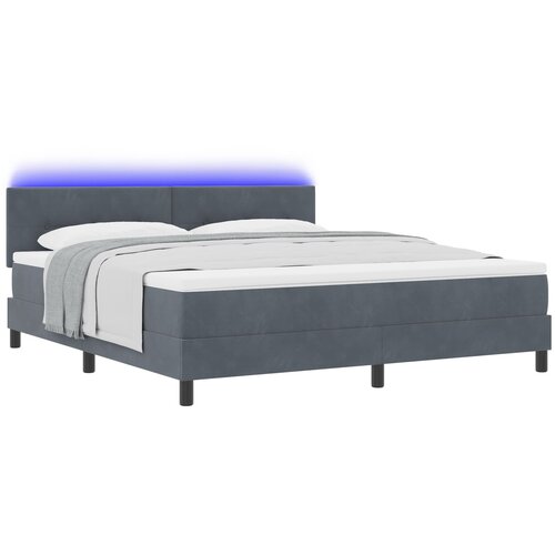 vidaXL Box Spring Krevet s Madracem & LED Tamnosiva 180x200 cm Baršun Cene