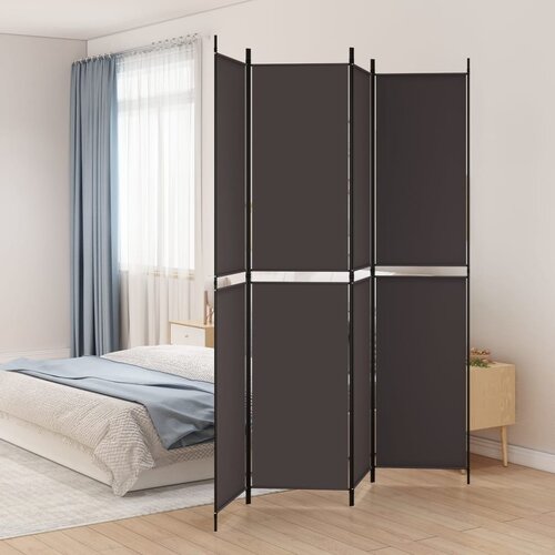 Sobna pregrada s 4 panela smeđa 200 x 220 cm od tkanine Cijene
