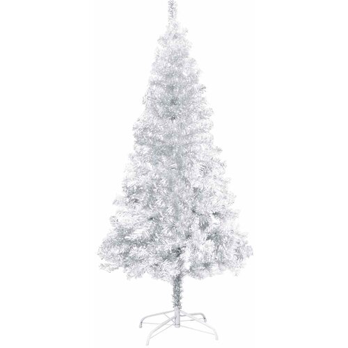  Umjetno osvijetljeno božićno drvce i kuglice srebrno 120 cm PET Slike