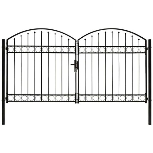 vidaXL dvostruka vrata za ogradu s lučnim vrhom čelik 300x175 cm crna Cijene