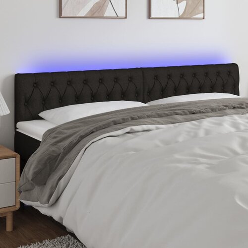 VidaXL LED uzglavlje crno 180 x 7 x 78/88 cm od tkanine Slike