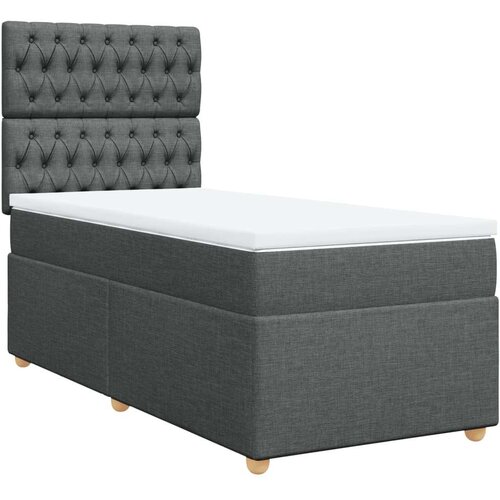 VidaXL Krevet s oprugama i madracem tamnosivi 90x200 cm od tkanine Slike
